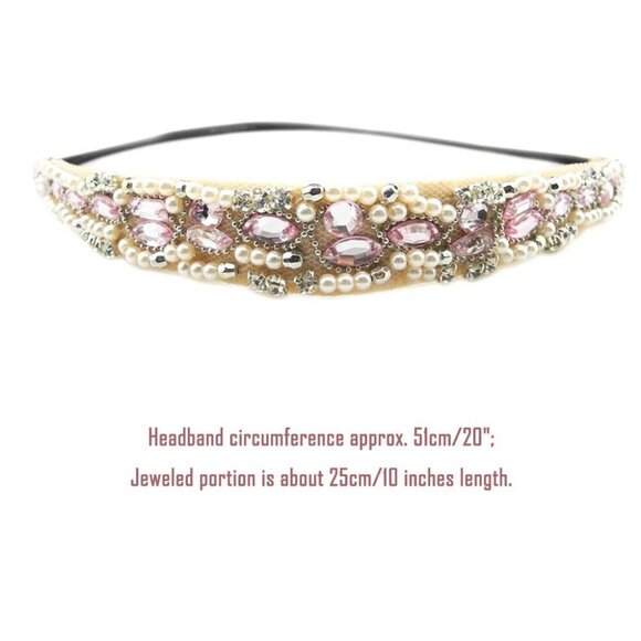 Beaded Elastic Headband Set 5 Styles Pearl Rhinestone Women\'s Fashion Accessorie main image 5